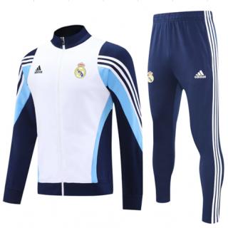 Chándal Real Madrid 2025/26- White with Dark Bule (Cremallera larga)